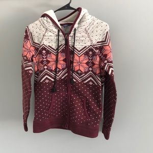 Cozy sweater zip-up sweatshirt.